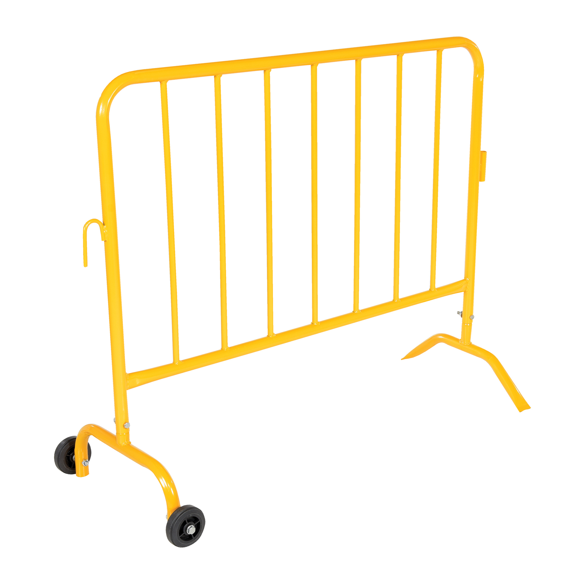 Vestil Crowd Control Interlocking Barrier with Feet - 20.125in. Width, Steel, Yellow, Model# PRAIL-48-Y-W
